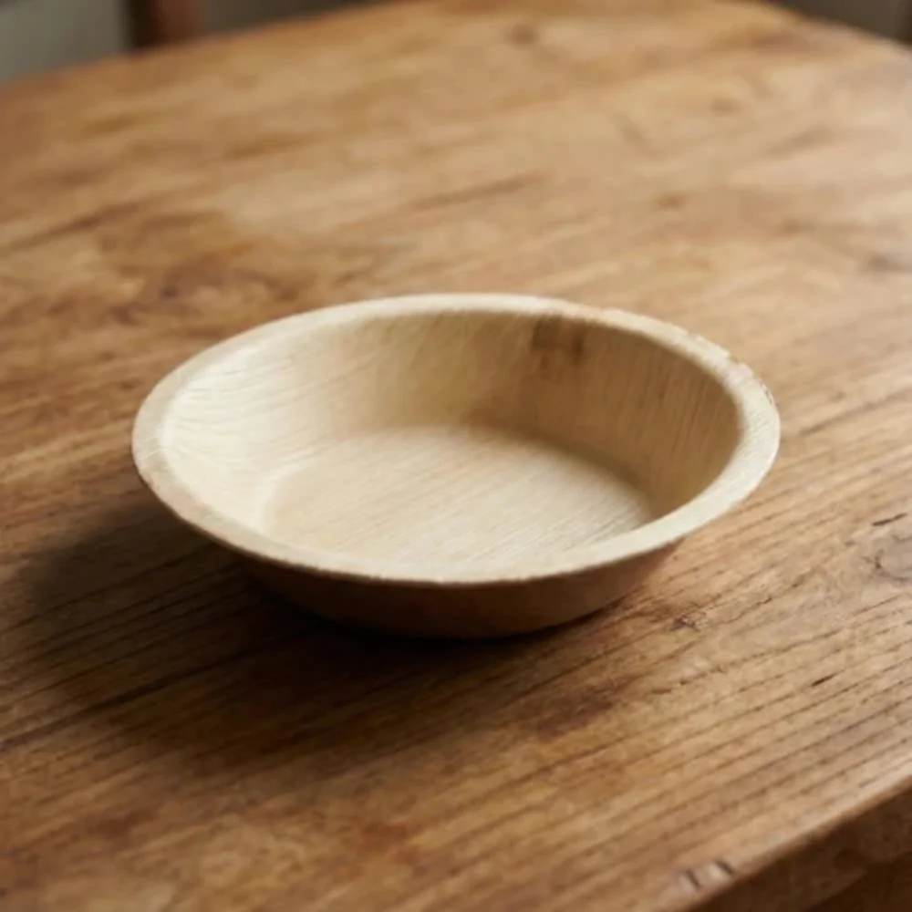 5-Inch Round Areca Palm Leaf Bowl | Deep Profile | Export-Grade Bio-Disposable | MOQ 1000