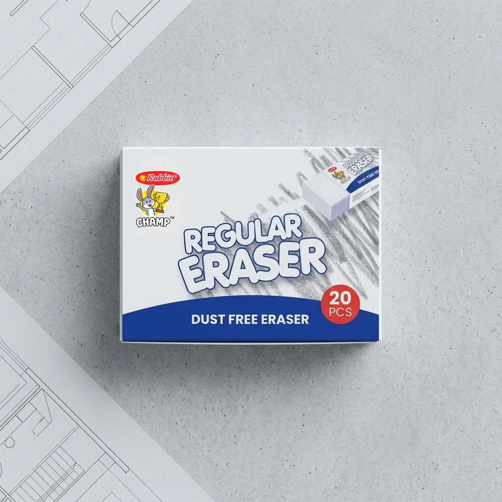 Rabbit Non-Dust Eraser | 20 Pcs Box | White | TPR Material | Low-Dust Erasing | MOQ 25000