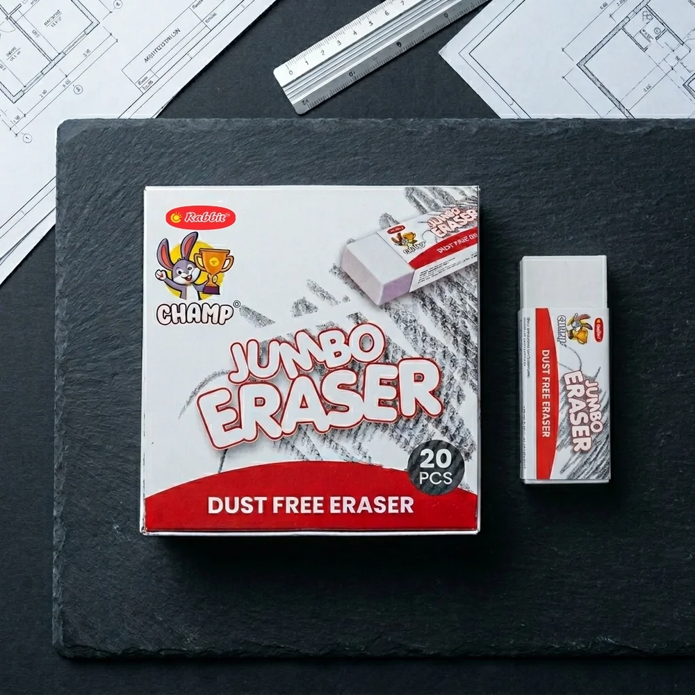 Rabbit Jumbo Non-Dust Eraser | 20 Pcs Box | White | TPR Material | Large Format | Low-Dust | MOQ 20000