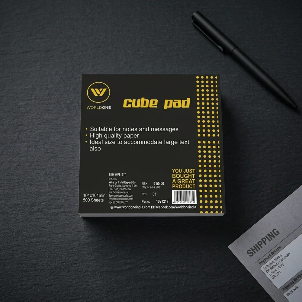 WORLDONE Cube Pad Assorted | 70 GSM A+ Paper | 9.5x9.5 CM | 400 Sheets | Soft Bound | MOQ 1000