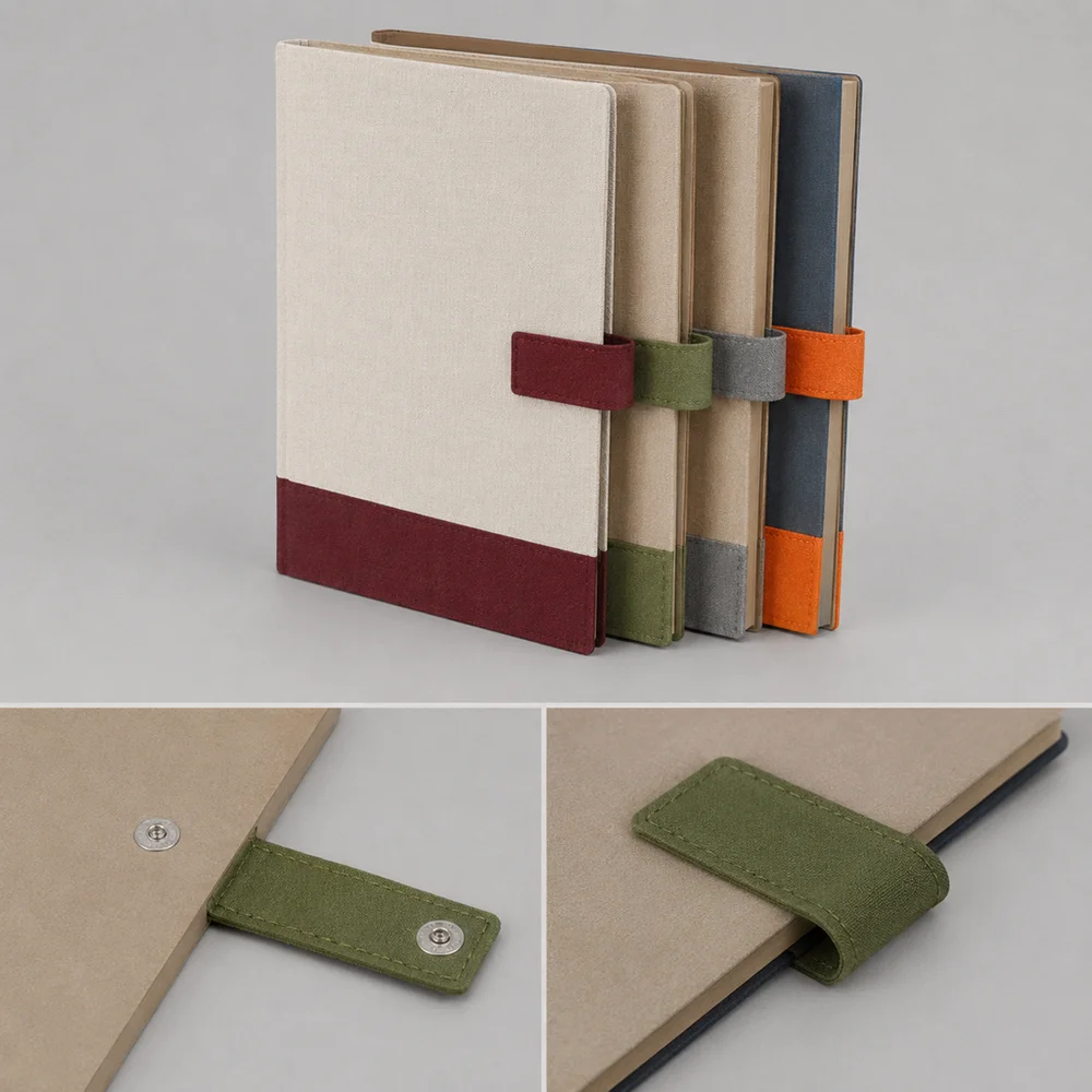 WORLDONE Jute Executive Folder 2 A4 Natural Jute Velcro Closure Inner Pockets Sustainable Eco Co