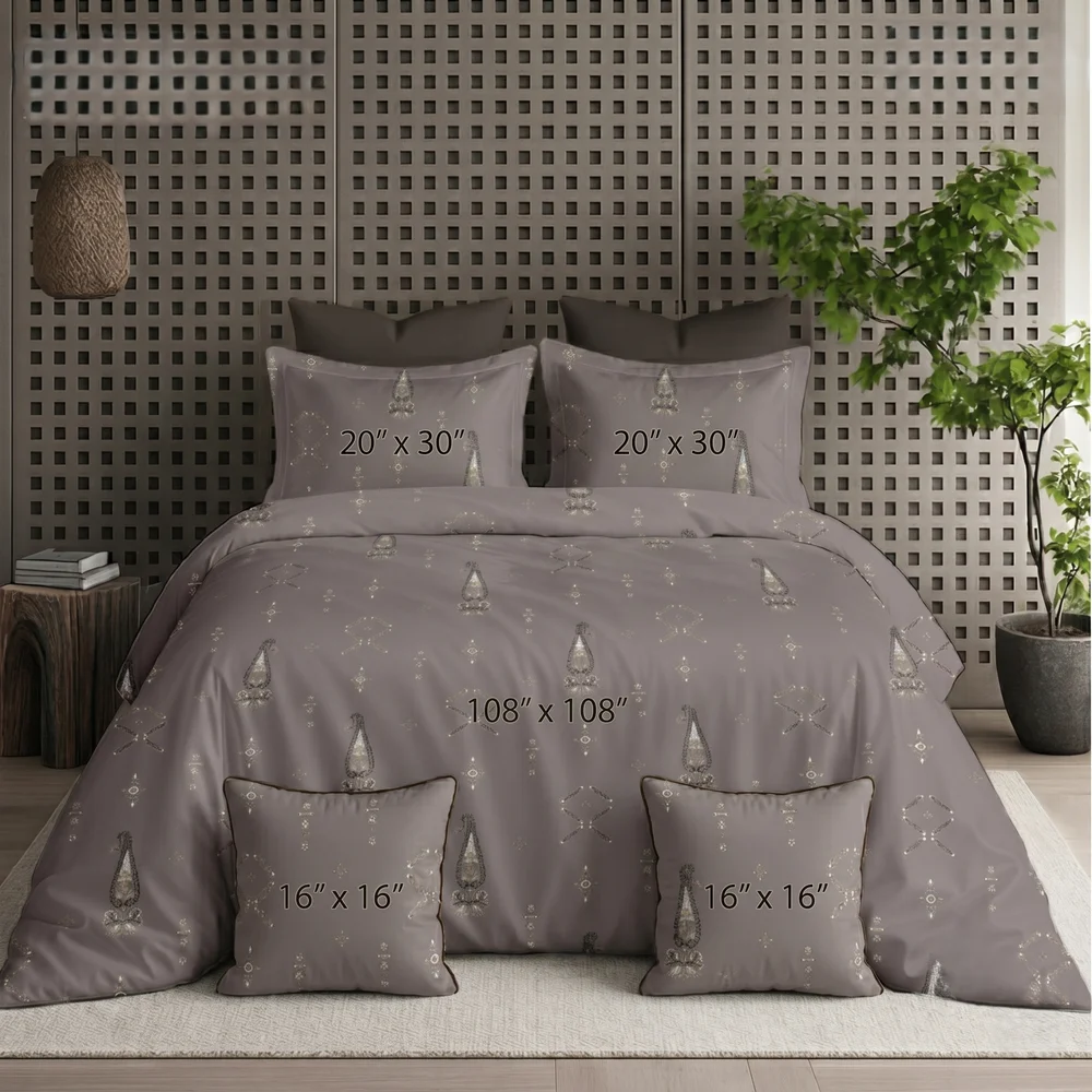 EMBROISON COLLECTION QUEEN 5-Piece Bedding Set 200 TC Twill