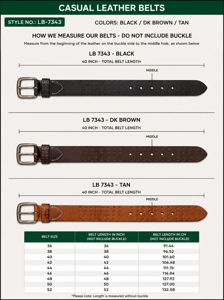 Premium Top Grain Buff Harness Genuine Leather Casual Belt with Zamak Buckle