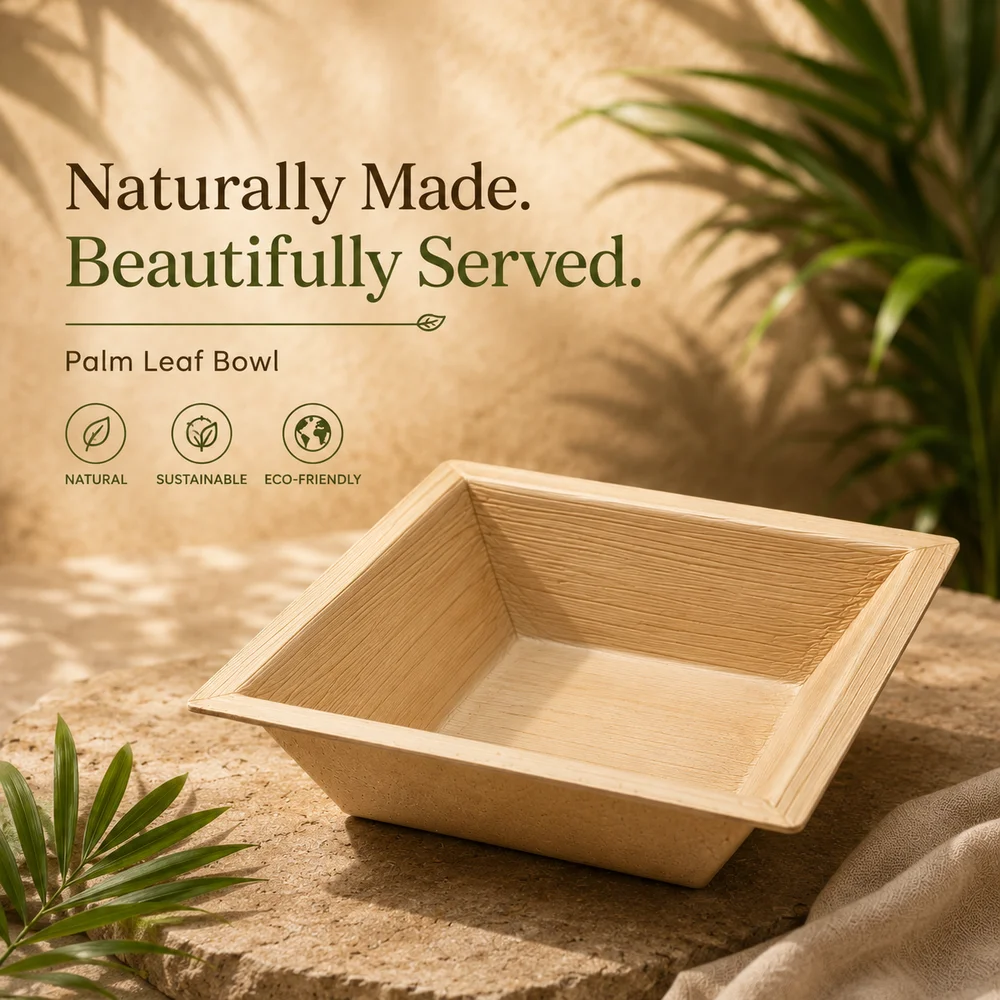 6.5 Inch Pyramid Areca Palm Leaf Bowl Biodegradable Disposable Bowl for Soups & Food Service