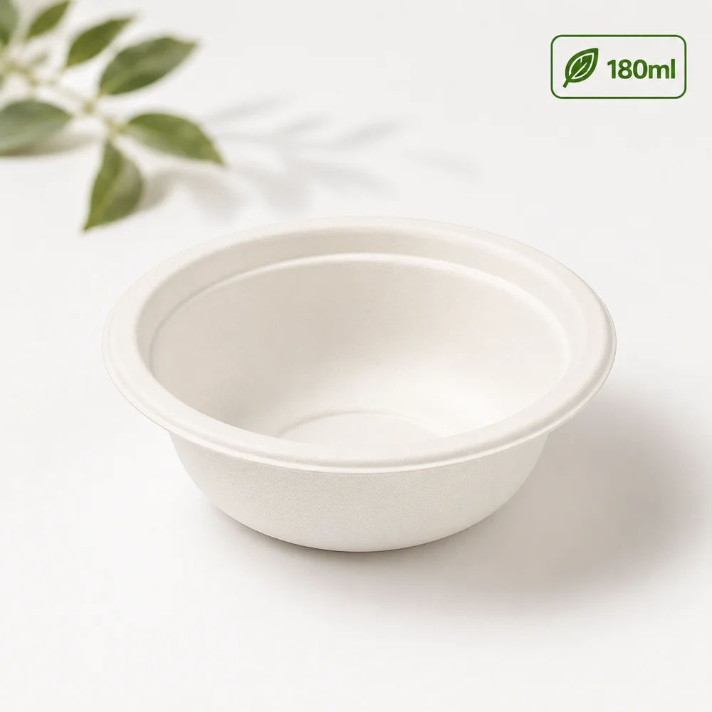 Round Bagasse Bowls  180 ml, 240 ml & 360 ml Compostable Sugarcane Bowls