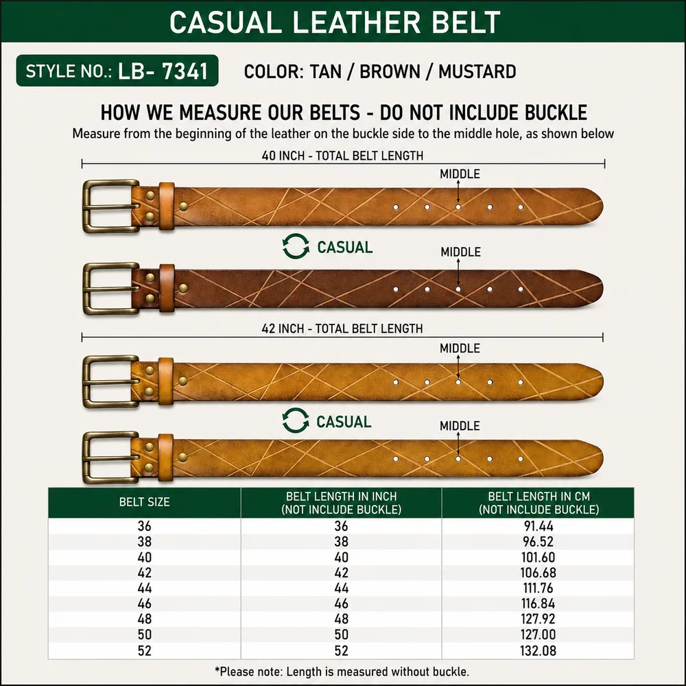 Heritage Tan Cross-Stitched Premium Top Grain Buff Harness Leather Belt Antique Brass Buckle