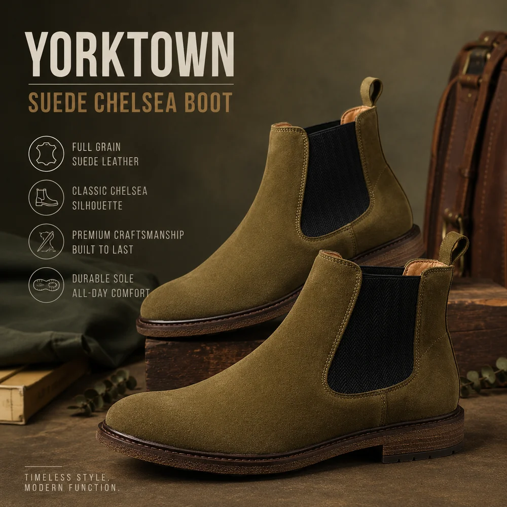Suede Chelsea Boot  Yorktown Design  Full Grain Construction